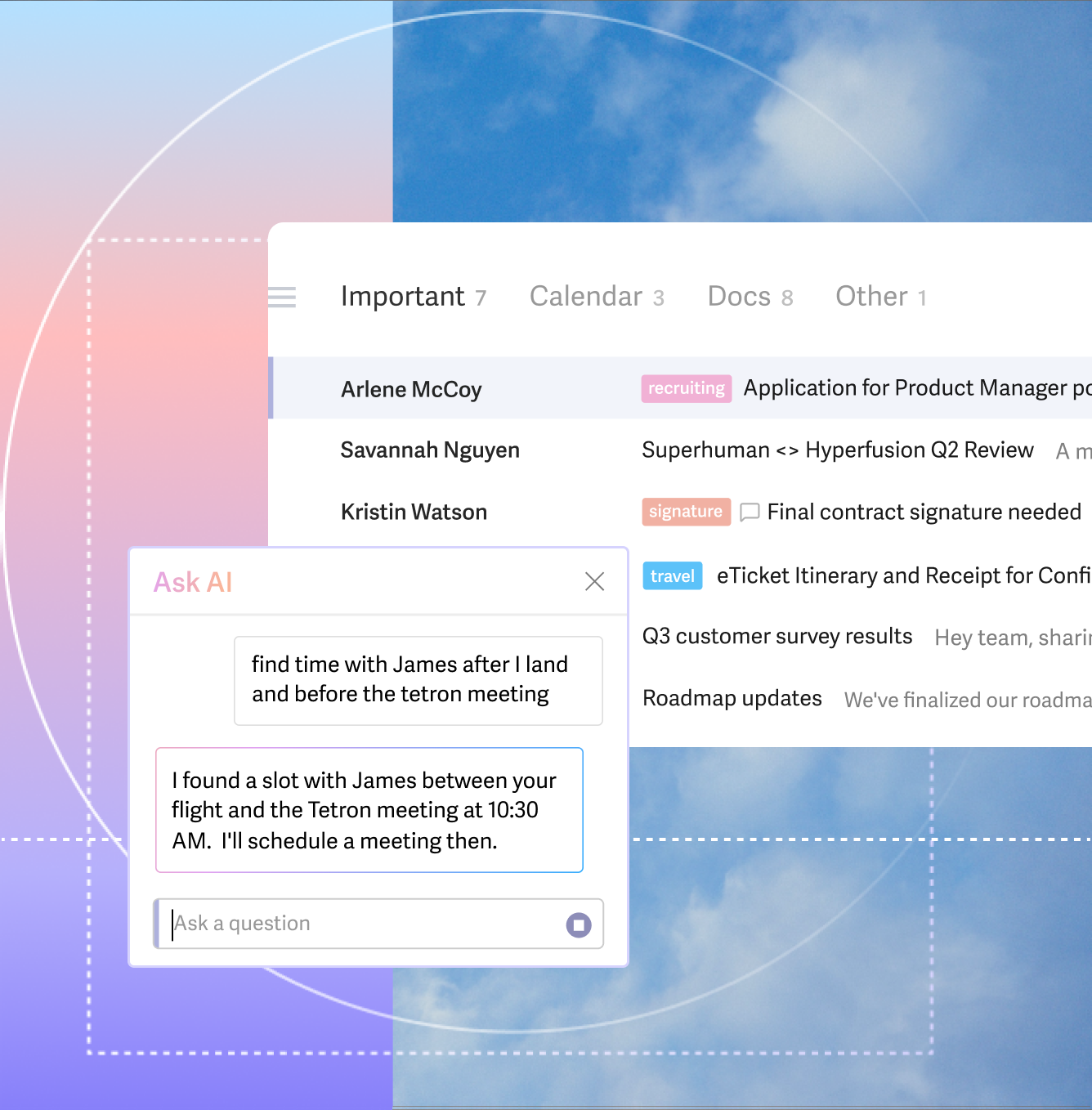 Superhuman AI email app interface